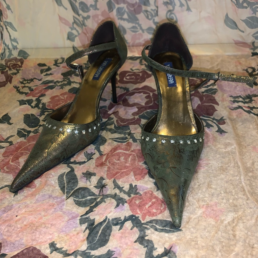 SHEEPSKIN GREEN VIA LIBERA HEELS